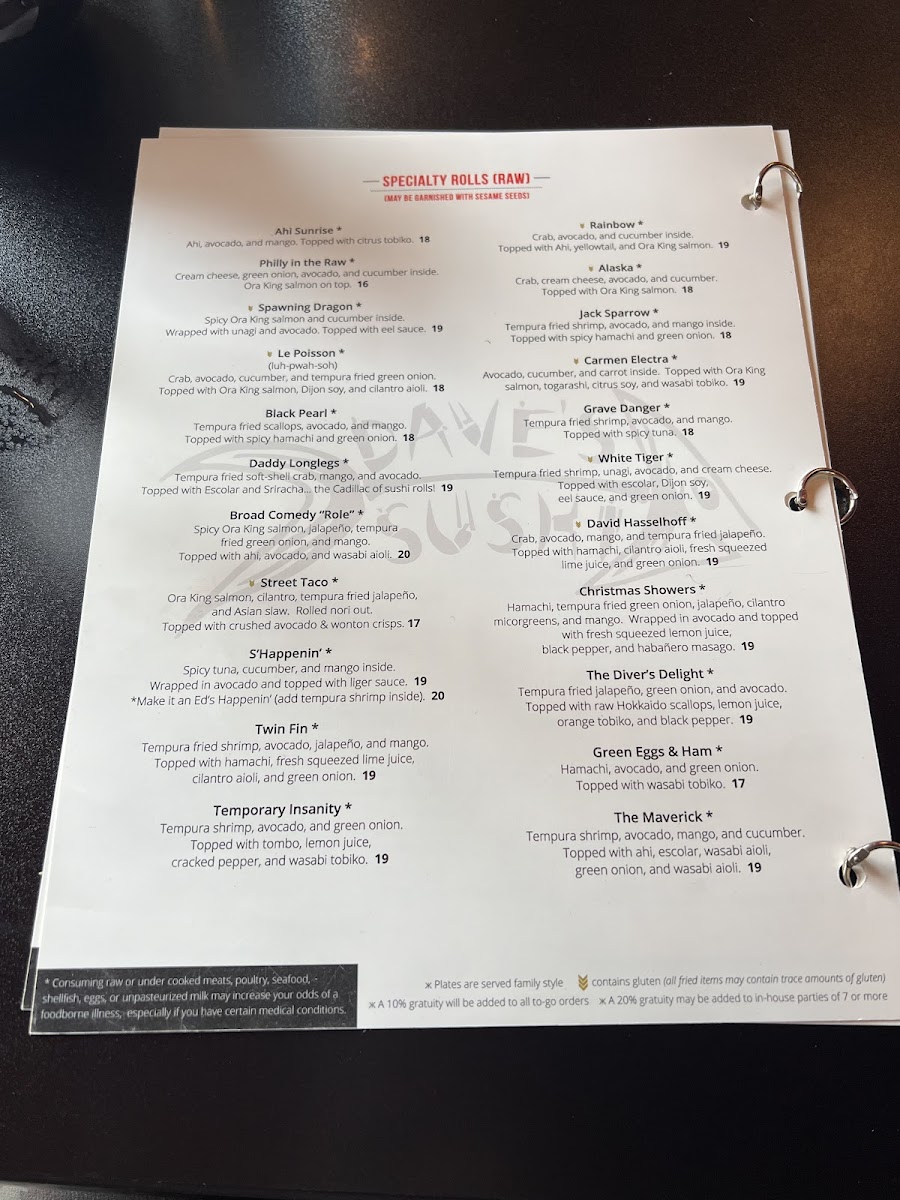 Dave's Sushi Menu - Image 5
